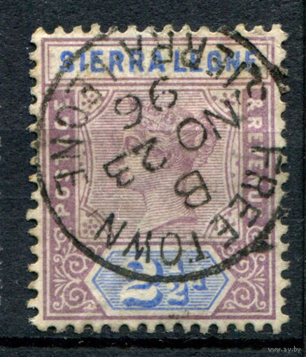 Британские колонии - Сьерра-Леоне - 1896/97г. - королева Виктория, 2 1/2 P - 1 марка - гашёная [Mi 28]. #4-B5-130-A-1