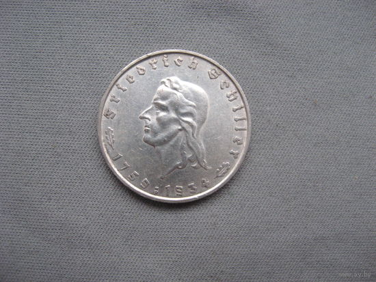 Германия 2 марки 1934 год  175 лет со дня рождения Фридриха Шиллера