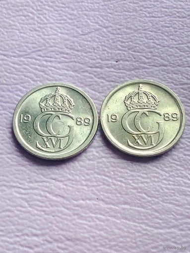 Швеция 10 эре 1989 г. UNC.
