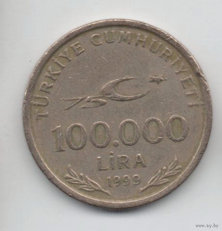 ТУРЕЦКАЯ  РЕСПУБЛИКА 100000 ЛИР 1999. 75 лет республике