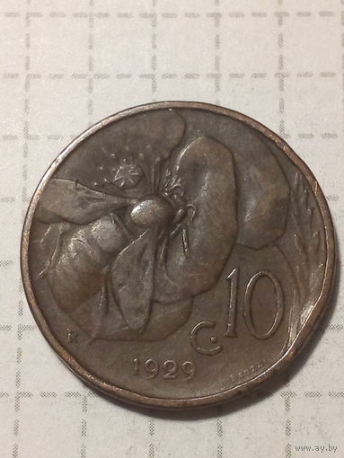 10 чентезимо Италия  1929 год