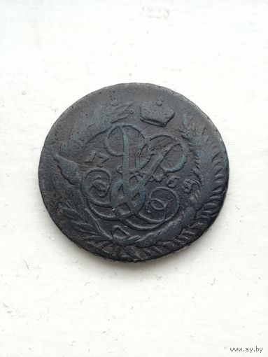 2 копейки 1758 года перечекан