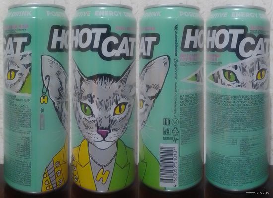 Банка от энергетика HOT CAT Kiwi Feijoa 2021.04.23 450мл (язычок серебристый (Bec108