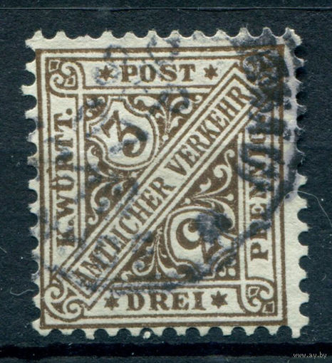 Королевство Вюртемберг - 1890г. - Служебные марки тип II. 2 Pf - 1 марка - гашёная [Mi 208]. #1-Wu-18-A-1