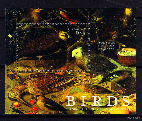 2000 Гамбия. Still Life of Birds and Insects, 1637 Georg Flegel (1566-1638)