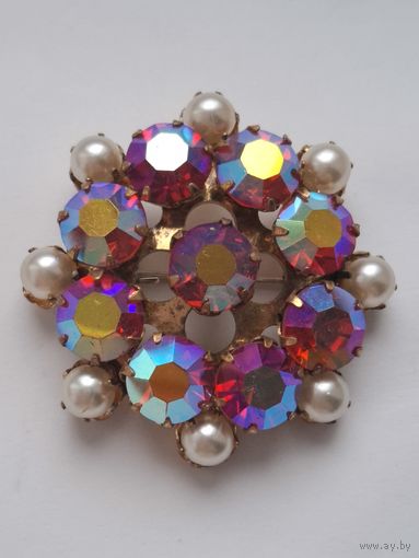 Брошь. Сияющие кристаллы. 70-е годы, Душанбе (клеймо на игле)