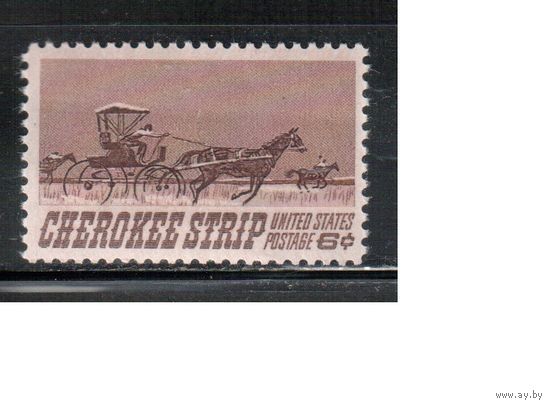 США-1968, (Мих.968),  **   , Дорога, Лошади (одиночка)