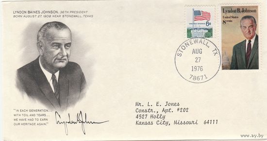 КПД США /Президент LYNDON BAINES JOHNSON/24 1976г