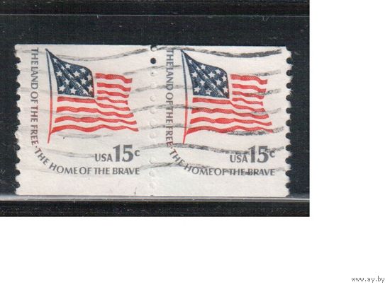 США-1978, (Мих.1352 С) , гаш. , Стандарт, "Американа", Флаг  (одиночка), пара