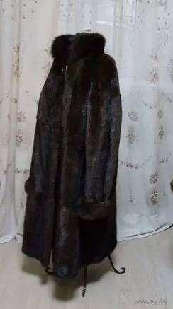 НОРКОВАЯ ШУБА с ВОРОТНИКОМ "СТОЙКА" из МЕХА СОБОЛЯ. КАЧЕСТВО - ЛЮКС!