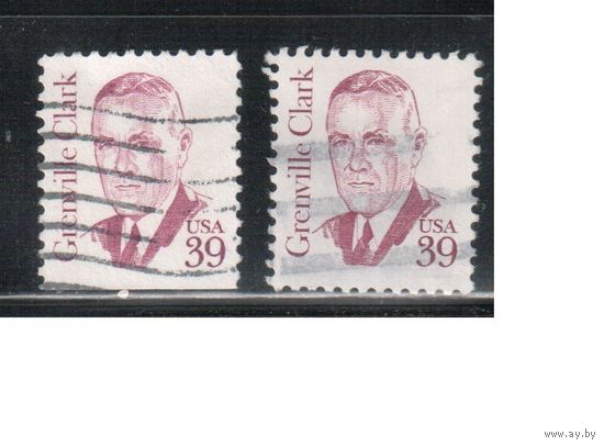 США-1985, (Мих.1730 А+F) , гаш., Стандарт, Личности, Юрист (одиночка), 2 зубцовки(1)