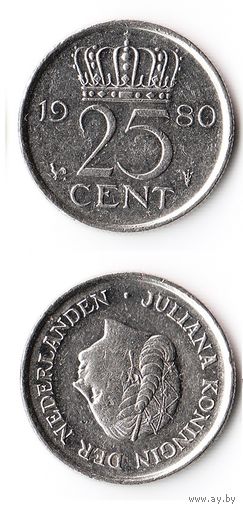 25 центов Нидерланды 1980 года