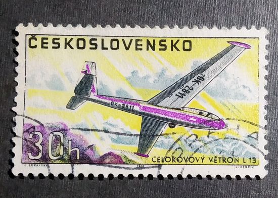 Марка Чехословакия 1967 год Самолет