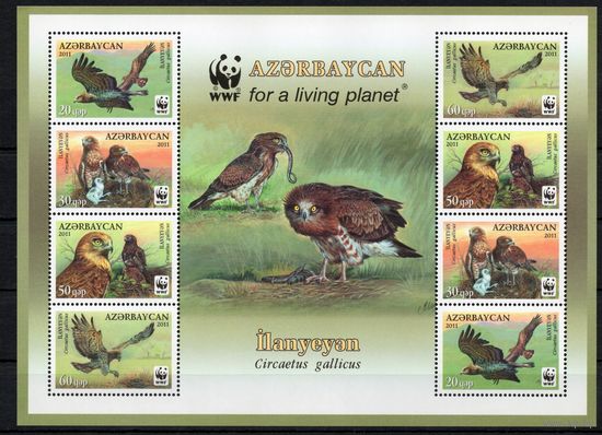 Азербайджан 2011. Птицы WWF Орлы лист   (413)