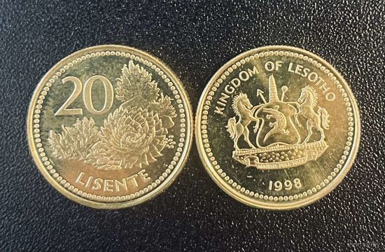 Лесото 20 лисенте 1998 года UNC