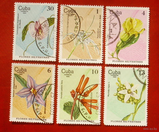 Куба. Цветы. ( 6 марок ) 1980 года. 10-9.