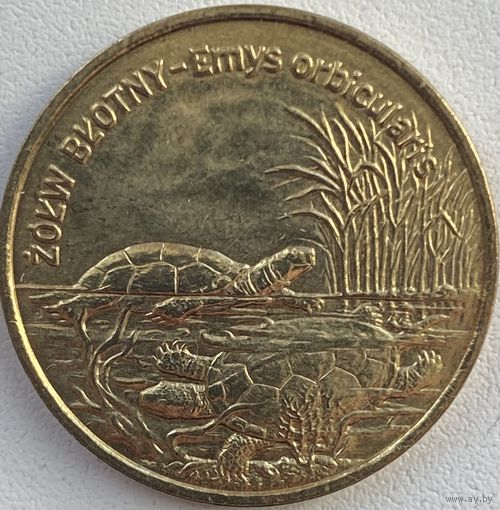 Польша 2 злотых 2002 г. Болотная черепаха