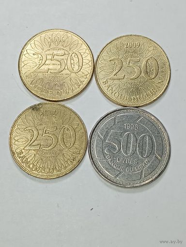 Ливан 250 ливров 2006 , 2009 , 2012 и 500 ливров 1996 года .