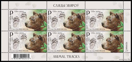 2025 БЕЛАРУСЬ Малый лист "Следы зверей" MNH