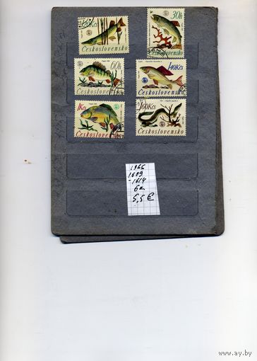 ЧЕХОСЛОВАКИЯ, 1966,  РЫБЫ,  6м, гашен
