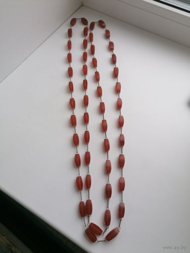 Бусы, янтарь СССР, длина 80 см! Хорошие. Торги с Рубля