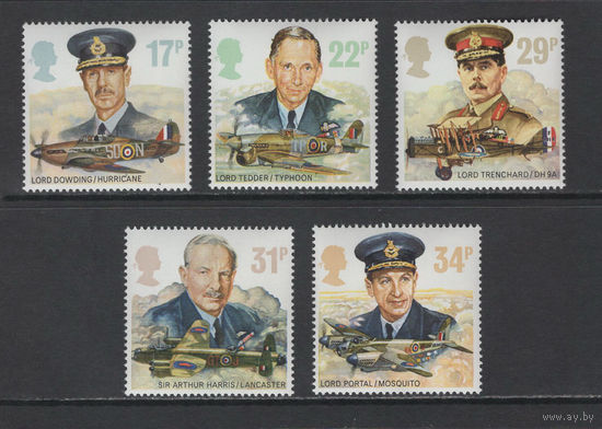 Авиация Британия 1986** Великие летчики Англии Самолеты Королевские ВВС Mi#1985-1089