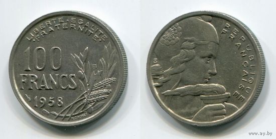 Франция. 100 франков (1958, буква B, XF)