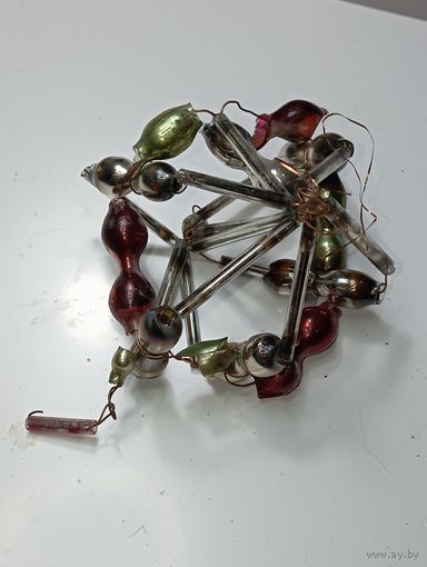 Ёлочная игрушка - Заезда Стеклярус СССР .