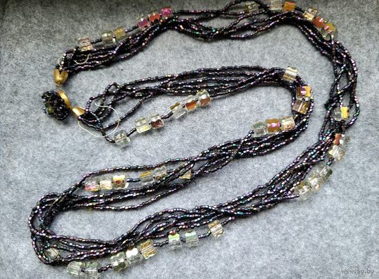 Длинные бусы, чешское стекло и бисер, под реставрацию.