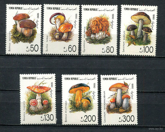Йемен - 1991 - Грибы - [Mi. 37-43] - полная серия - 7 марок. MNH.  (Лот 92Db)