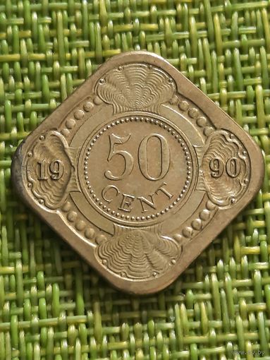Нидерландские Антильские острова 50 центов 1990 г