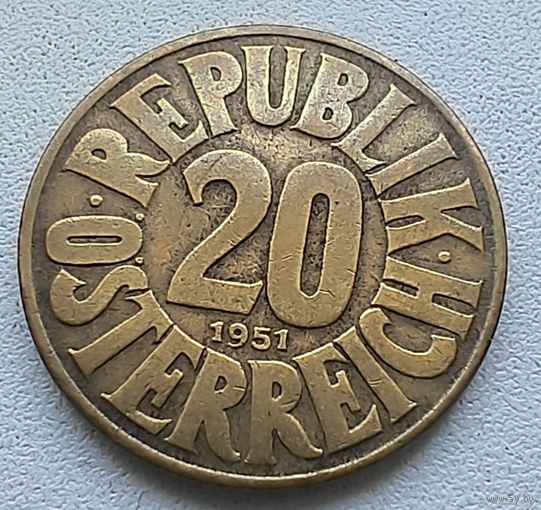 Австрия 20 Грошей, 1951.  5-5-16