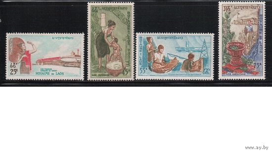 Лаос-1965,(Мих.155-158) ** , Музыка, Радио, Аэропорт, Самолет(полная серия)