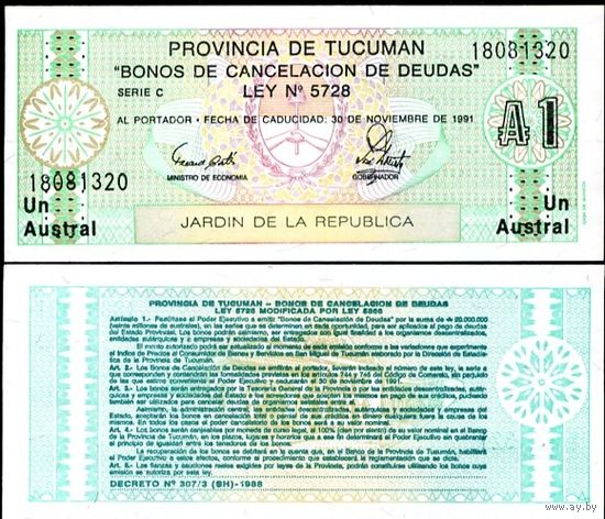 Аргентина (Тукуман) 1 аустраль 1991 год, РS2711b(1), UNC