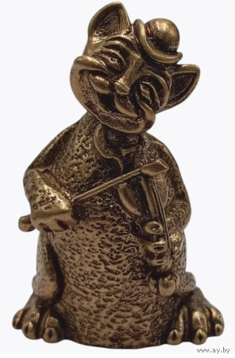 Колокольчик Кот скрипач Бронза