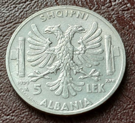Албания 5 леков, 1939  ( 1-5-2 )