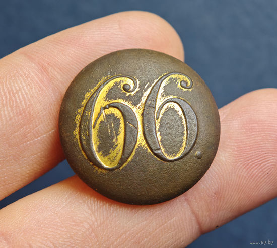 Пуговица РИА полк N66, офицер, большая, 1830-1862, редкая