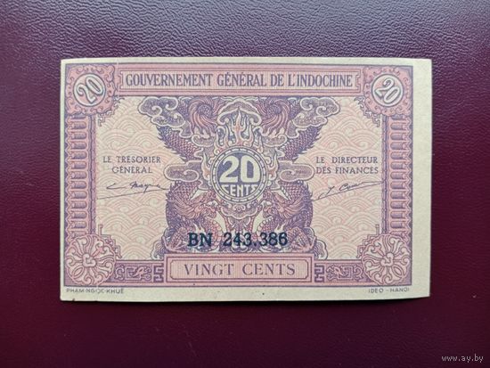 Индокитай 20 центов 1942
