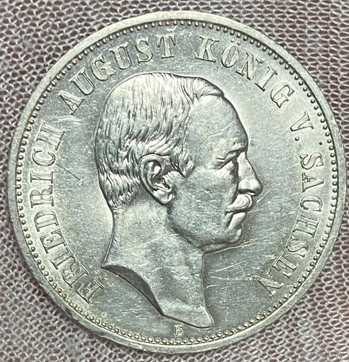 Монета 3 марки 1912 год. Саксония. Германская империя.