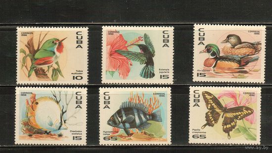 Куба-1996(Мих.3926-3931) , **    ,Фауна , Рыбы,Птицы, Бабочки (полная серия)