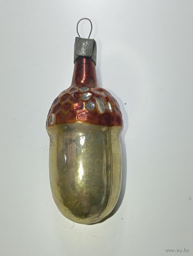 Ёлочная игрушка  -  Жолудь . СССР  . Стекло .