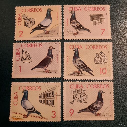 Куба 1966. Почтовые голуби. Полная серия