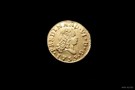 1/2 эскудо 1759 г. Испания, Фердинанд VI. С подвеса