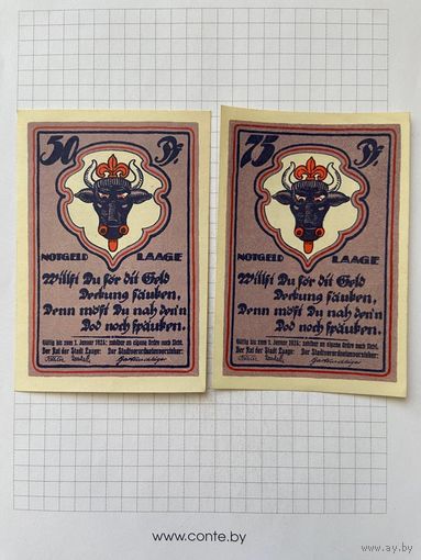 Нотгельд 50-75 пфеннигов Германия Лааге-0101