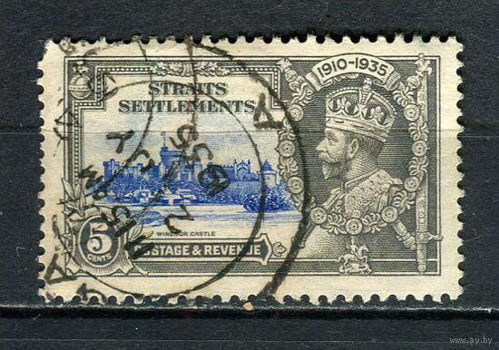 Британские колонии - Стрейтс-Сетлментс - 1935 - Виндзорский замок и король Георг V 5С - [Mi.188] - 1 марка. Гашеная.  (Лот 19HJ)-T41P50
