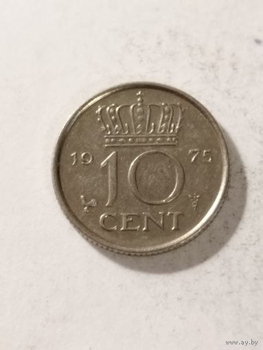Нидерланды 10 центов 1975