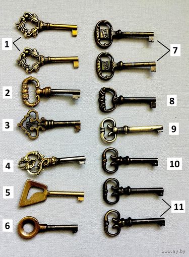 Старинные ключи от комода, буфета, шкафа.