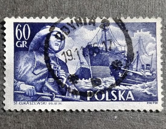 Марка Польша 1956 год Флот