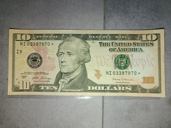 10 долларов США. 2017г (Звездная)