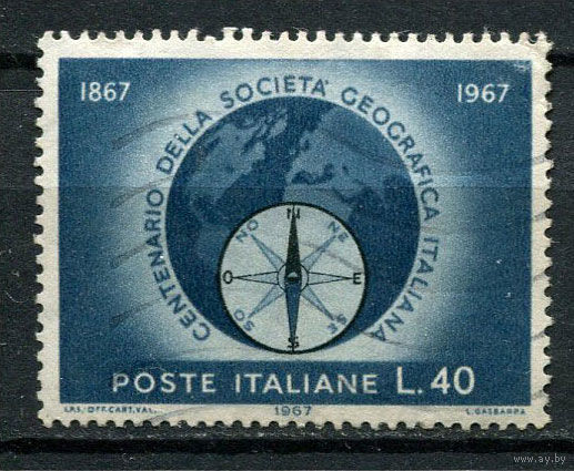 Италия - 1967 - Глобус и компас - [Mi. 1220] - полная серия - 1 марка. Гашеная.  (Лот 200Ai)